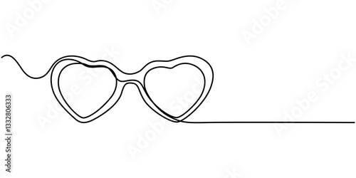 Glasses single continuous line art drawing vector illustration, Glasses icon line continuous drawing vector. One line Glasses vector background. eyeglasses icon. Continuous outline of a eyeglasses.