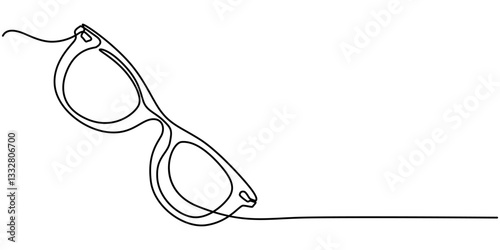 Glasses single continuous line art drawing vector illustration, Glasses icon line continuous drawing vector. One line Glasses vector background. eyeglasses icon. Continuous outline of a eyeglasses.