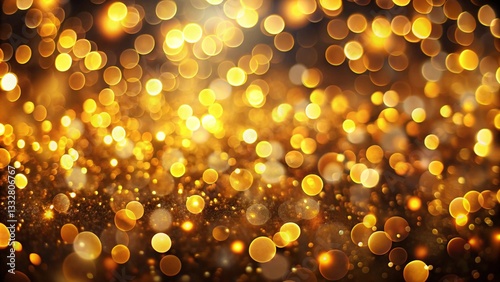 Golden Bokeh Lights Festive Abstract Background