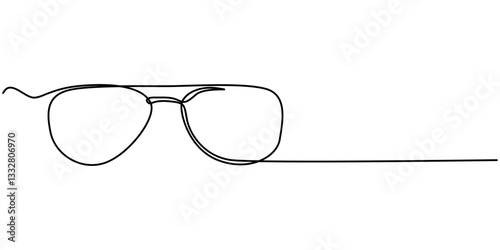Glasses single continuous line art drawing vector illustration, Glasses icon line continuous drawing vector. One line Glasses vector background. eyeglasses icon. Continuous outline of a eyeglasses.