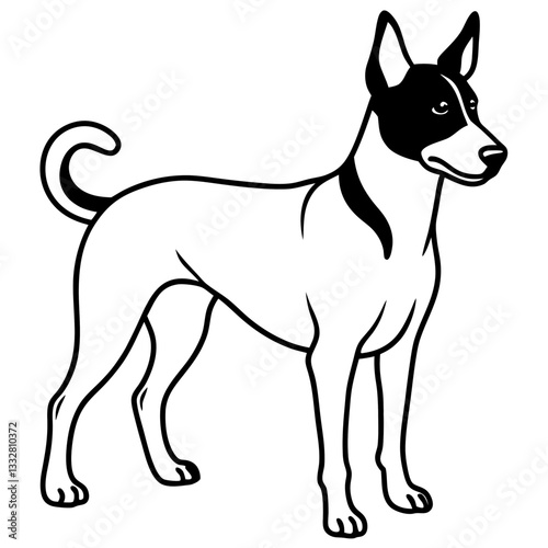 A striking minimalist line drawing showcasing the sleek form and alert posture of a dog