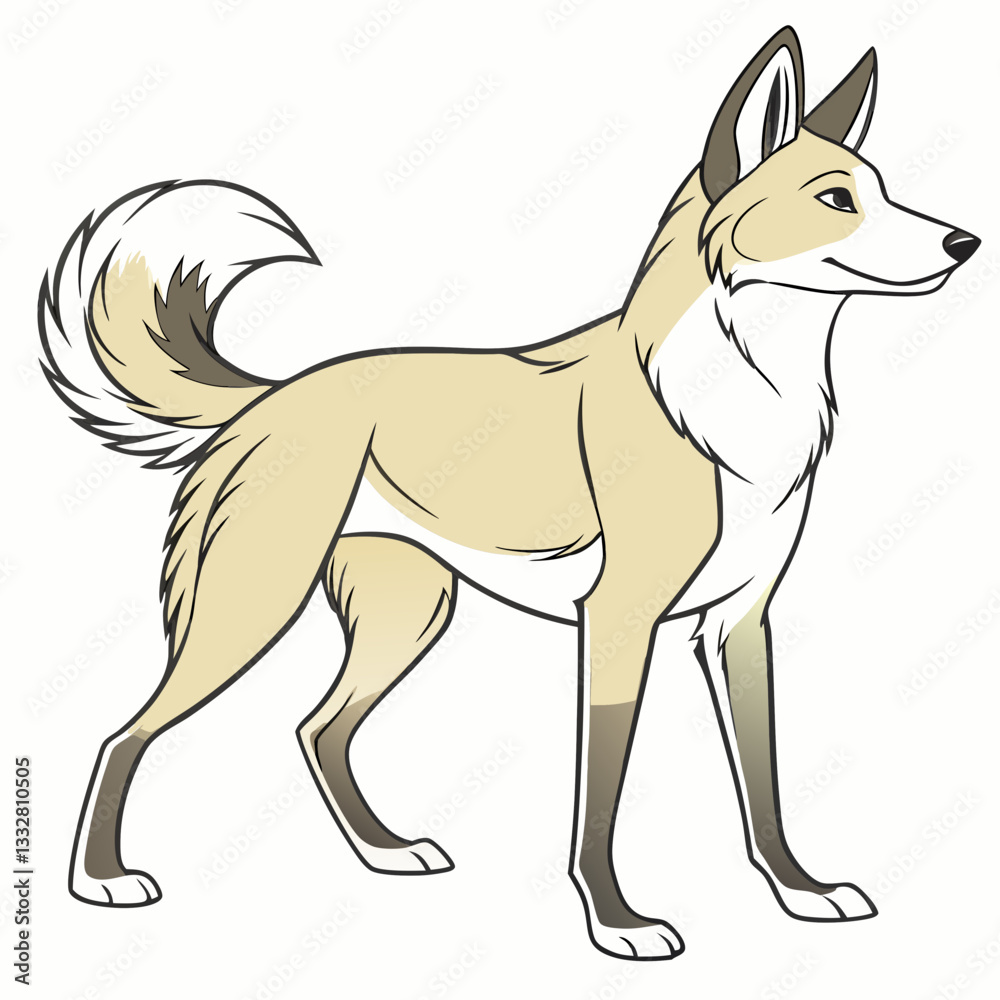 Obraz premium Fox in Profile: Artistic representation of a fox with striking features stands poised in a side profile