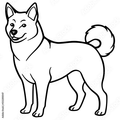 Shiba Inu Line Art: A charming monochrome line drawing captures the essence of a Shiba Inu, a breed known for its fox-like appearance and playful personality.