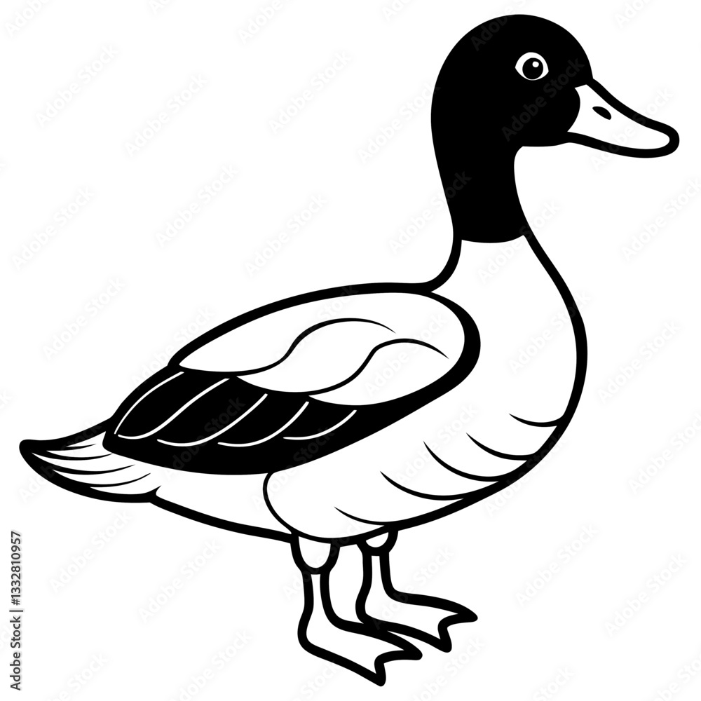 Obraz premium Duck's Grace: Elegant outline of a duck illustration, with a focus on its distinctive form and features