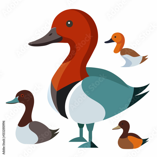 Ducks in a Row: A stylized, eye-catching illustration presents a family of ducks, showcasing their vibrant plumage and distinct shapes.