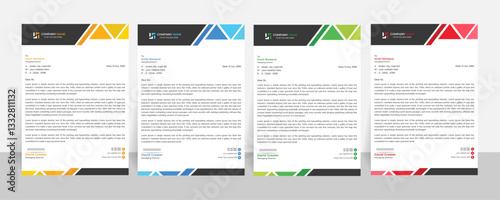 A professional and clean business letterhead template design, bundled with various color options.