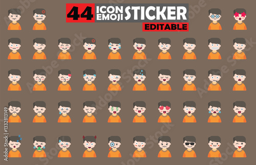 Collection of Editable Boy Emoji Stickers and Icons for Digital Platforms