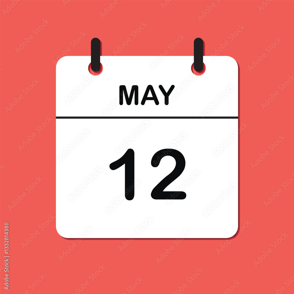 May 12. Daily Calendar icon for design. Simple design for business brochure, flyer, print media, advertisement. Easily editable. May 12. Daily Calendar icon for design. Simple design for business brochure, flyer, print media, advertisement. Easily editable.
