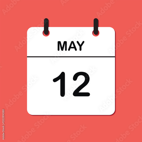 May 12. Daily Calendar icon for design. Simple design for business brochure, flyer, print media, advertisement. Easily editable.