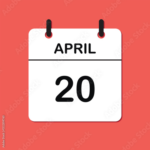 April 20. Daily Calendar icon for design. Simple design for business brochure, flyer, print media, advertisement. Easily editable.