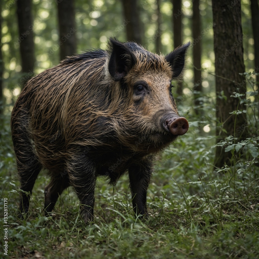 wild boar in forest wild boar in forest