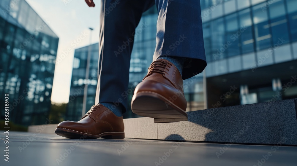Fototapeta premium Businessman walking up steps