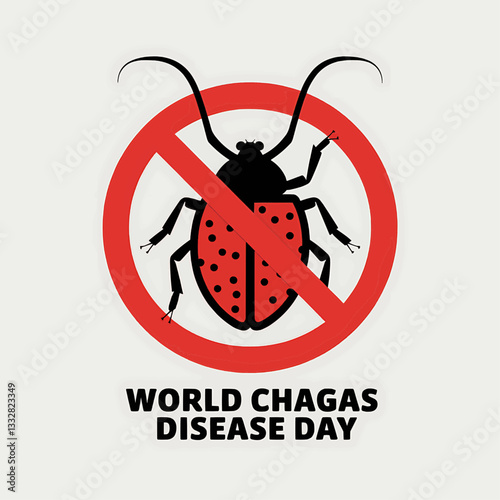 Chagas Disease Awareness Vector with Close-up of Infected Insect and Warning Sign