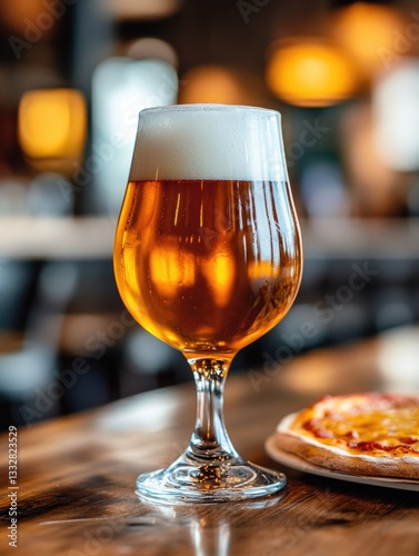 Beer and Pizza at Restaurant