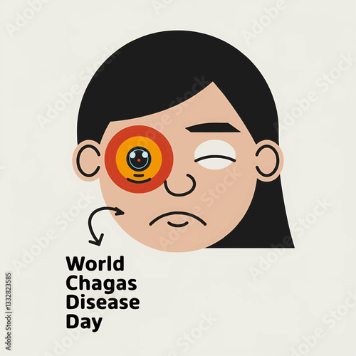 Chagas Disease Symptoms and Infected Eye Illustration for Healthcare Awareness, Vector Design