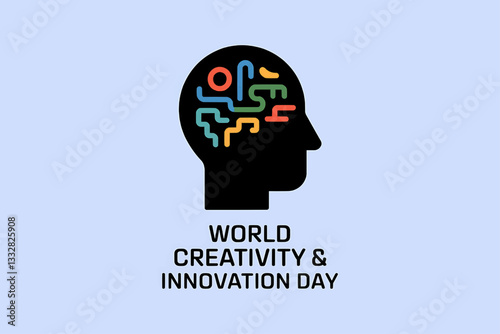 World Creativity and Innovation Day Vector Illustration with Human Head and Brain Circuit Design
