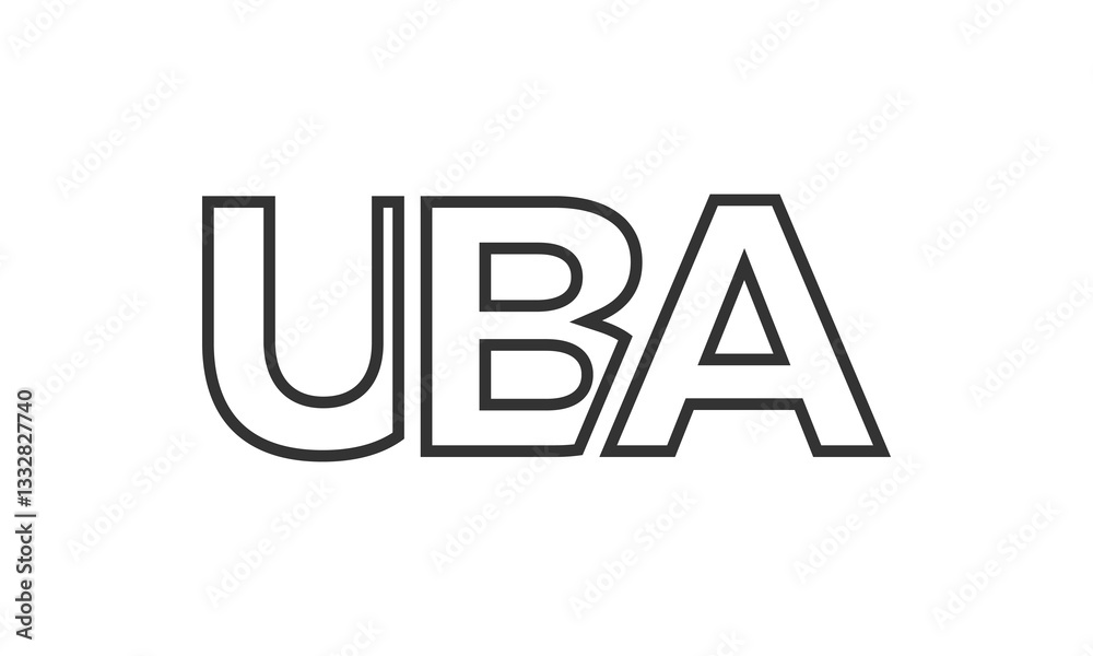 Fototapeta premium UBA logo design template with strong and modern bold text. Initial based vector logotype featuring simple and minimal typography. Trendy company identity.
