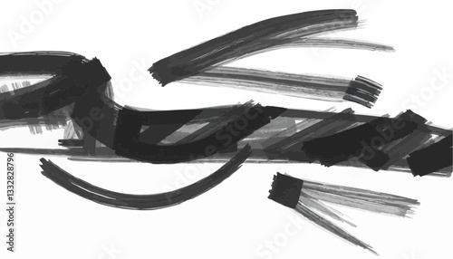 Abstract Black Brush Stroke Collection - Vector Set of Dynamic Ink Elements for Modern Minimalist Design and Artistic Projects