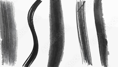 Bold Black Brush Strokes Collection - Vector Set of Dynamic Hand-Painted Elements for Expressive Artistic Design