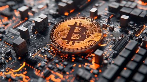 A conceptual render of a glowing digital coin symbolizing cryptocurrency in business.