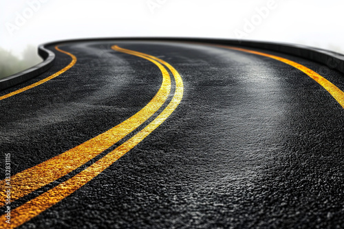 A twisty road isolated on a white background with a scenic and dynamic design