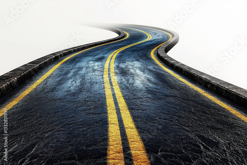 A dynamic twisty road isolated on a white background with scenic design