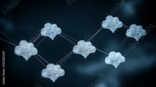 A glowing representation of cloud computing, with servers and networks connecting dynamically.
