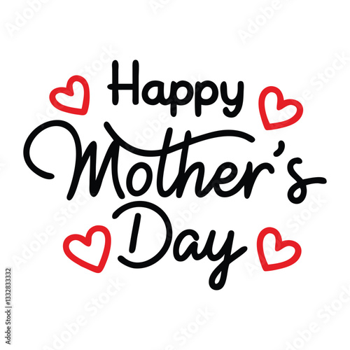 minimalist black and red happy mother s day vector illustration