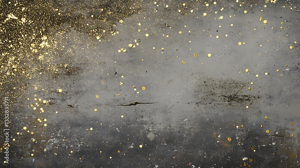 Golden specks on a rough surface, abstract background Golden specks on a rough surface, abstract background