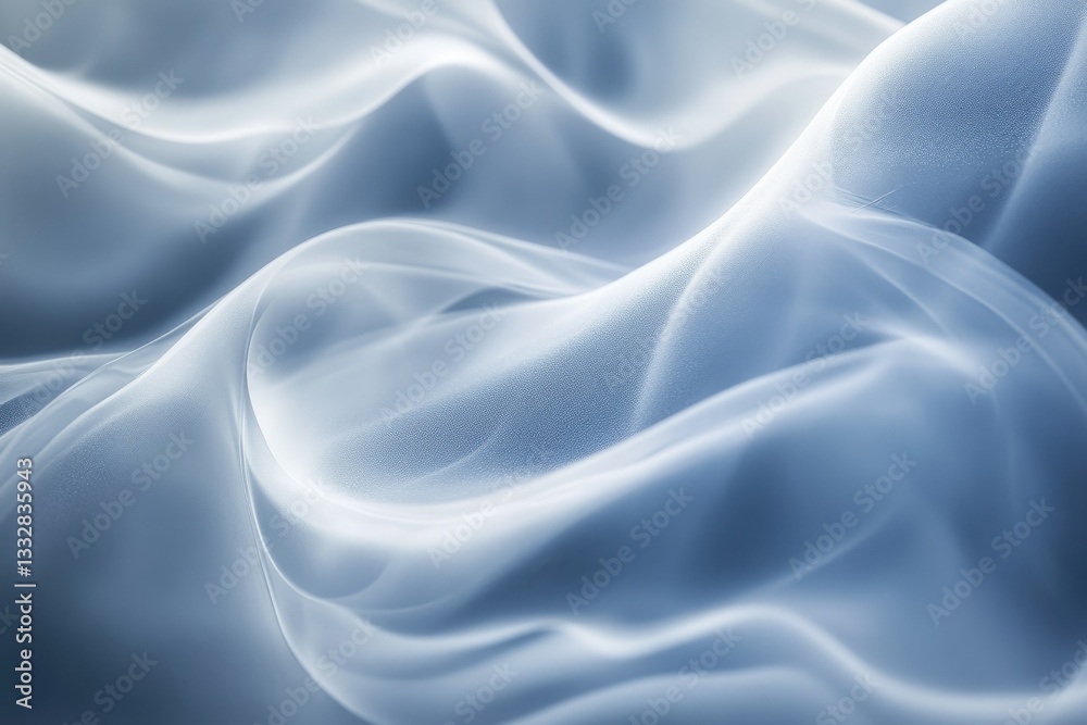 Fototapeta premium Soft, flowing, light blue fabric with elegant, smooth curves and subtle shadows.