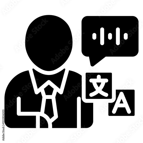 Multi Lingual Communication Glyph Icon, Communication