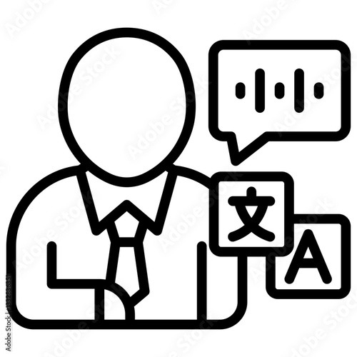 Multi Lingual Communication Line Icon, Communication