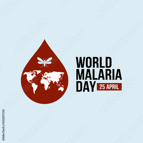 World Malaria Day Illustration with Blood Drop, Mosquito, and Global Awareness Design