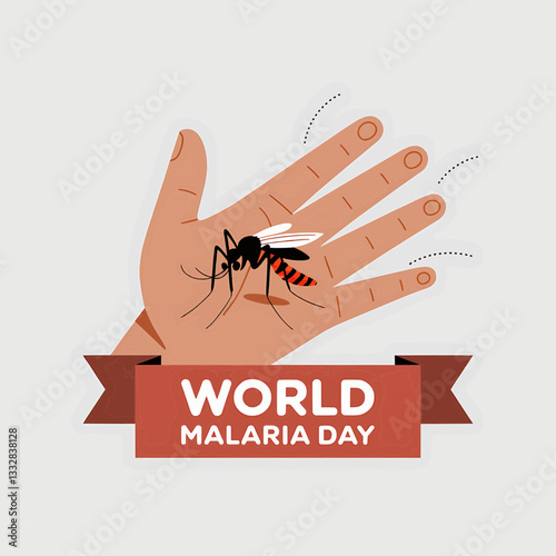 Mosquito on a Human Hand Representing the Spread of Malaria for World Malaria Day Awareness