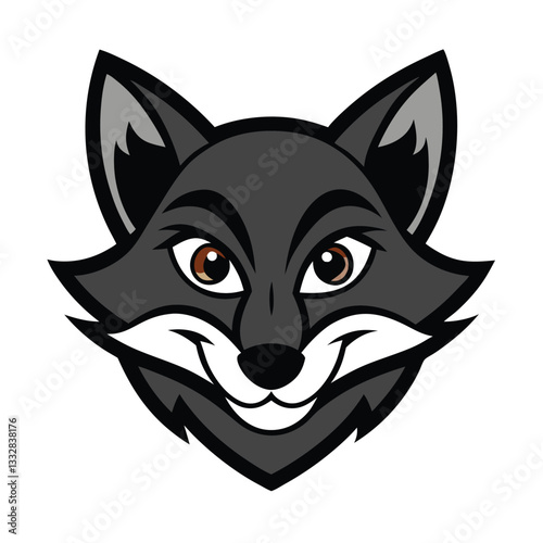 Photos A stylized cartoon gray wolf head with brown eyes and a friendly smile