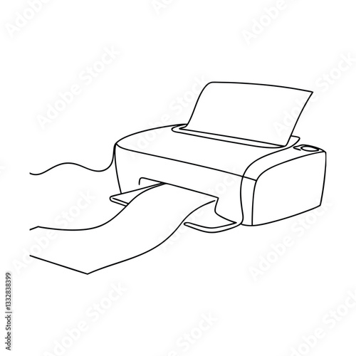 Simple Line Drawing of a Home Office Inkjet Printer