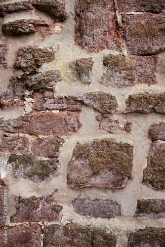 Obraz na płótnie A wall made of stone with a rough texture. The wall is brown and white w salonie
