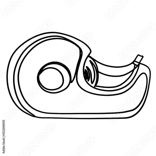 Tape dispenser with clear tape one line art drawing 