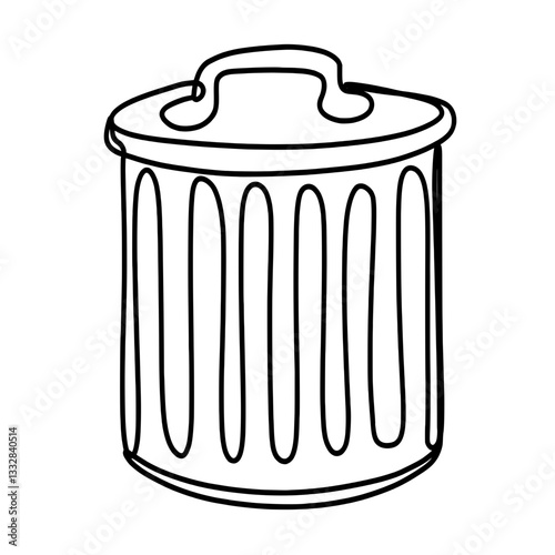 Trash can one continuous line art drawing 