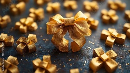 golden ribbons, presented in a stunning display for gifts and celebrations