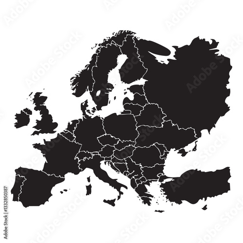 North Atlantic organization member states on political map of the Europe