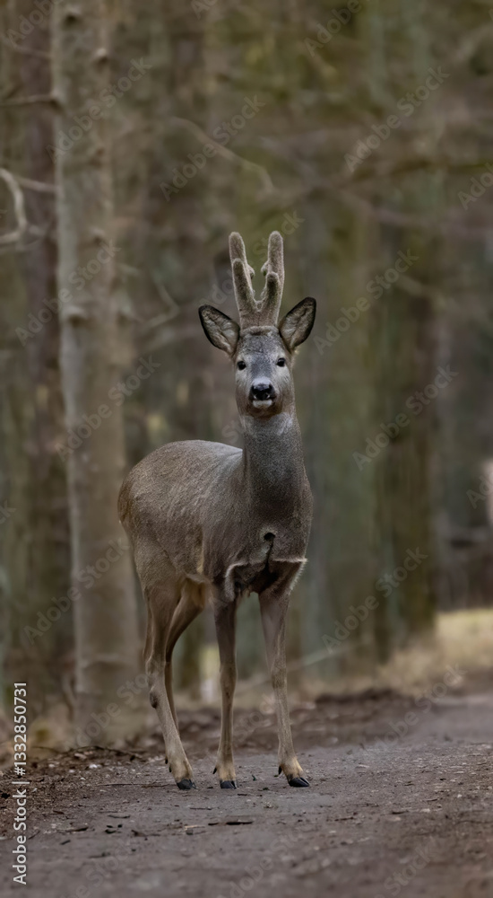 Male Roe Deer (Capreolus capreolus) early spring