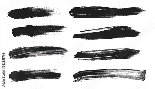 black strokes acrylic white and black different shapes convolutions brush strokes no color 