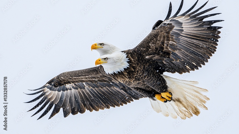 Fototapeta premium Two Bald Eagles in Flight