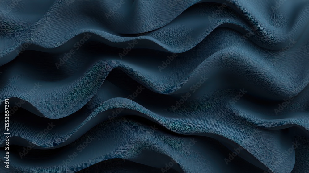 Obraz premium Abstract Dark Teal and Blue Textured Waves 3D Render