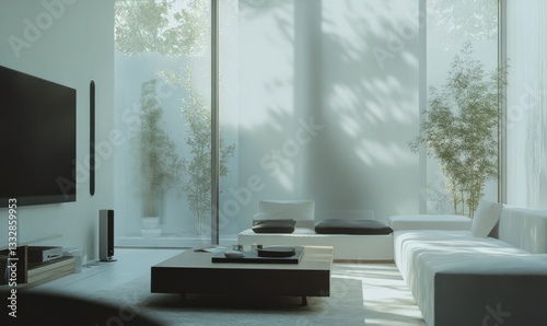 Wallpaper Mural Cozy living room with natural light and minimalist decor. Torontodigital.ca