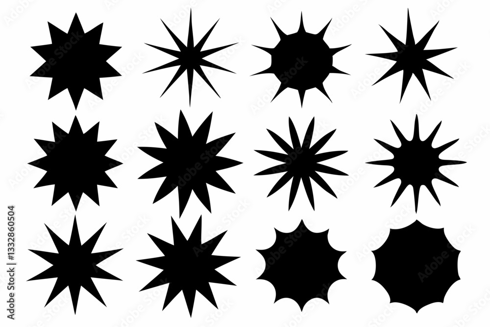 bursting star shapes set line art silhouette vector illustration bursting star shapes set line art silhouette vector illustration