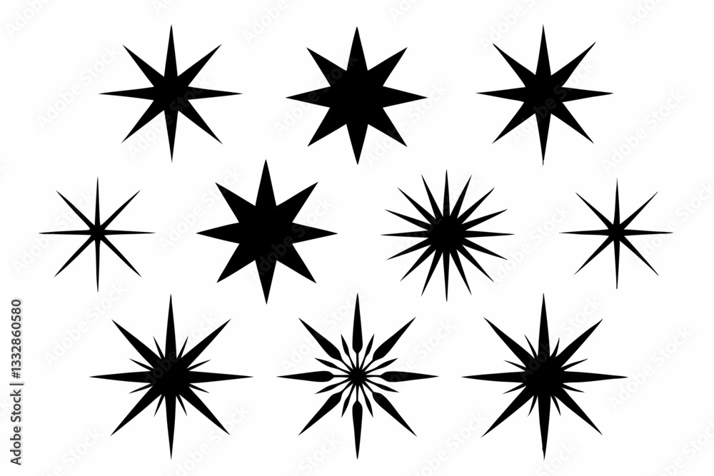 bursting star shapes set line art silhouette vector illustration bursting star shapes set line art silhouette vector illustration