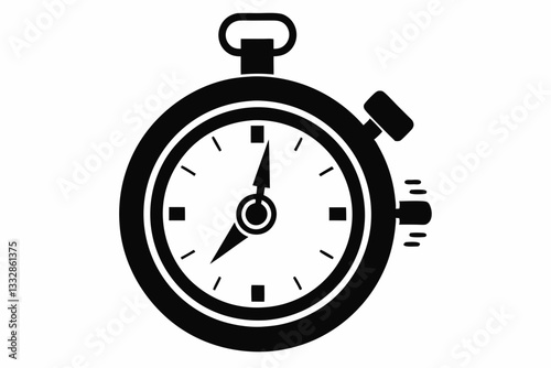 a stopwatch line art silhouette vector illustration
