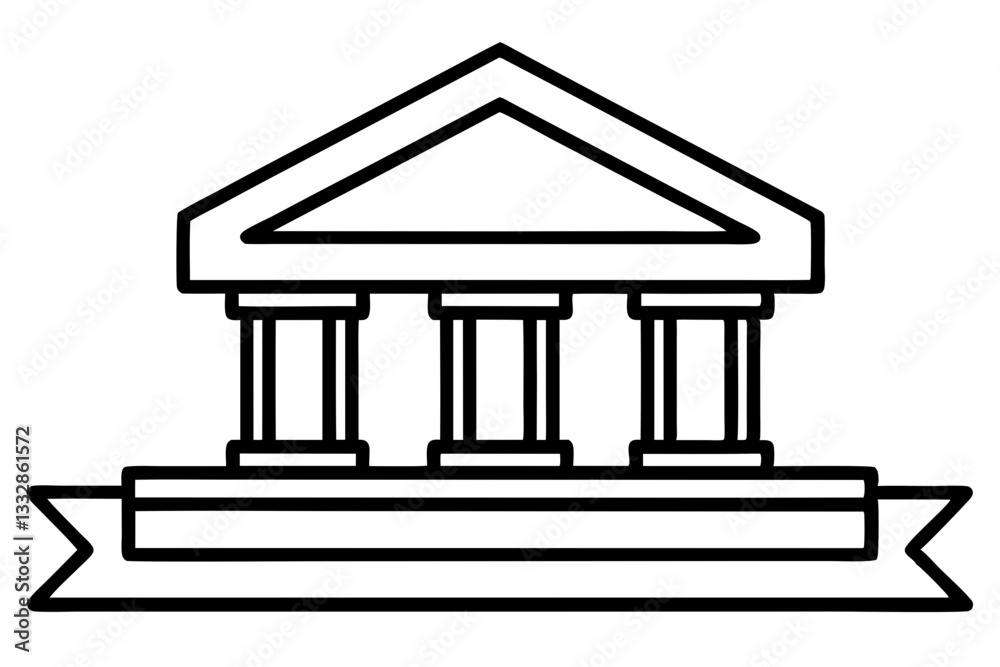bank sign line art silhouette vector illustration bank sign line art silhouette vector illustration